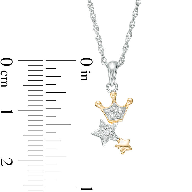 0.04 CT. T.W. Diamond Crown and Star Pendant in Sterling Silver and 10K Gold