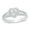 Thumbnail Image 1 of 0.04 CT. T.W. Composite Diamond Heart Frame Split Shank Ring in Sterling Silver