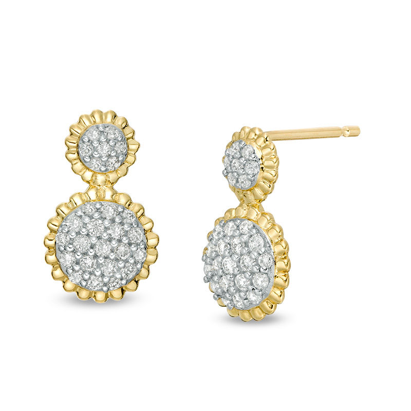 Main Image 1 of 0.23 CT. T.W. Diamond Sunflower Drop Earrings in 10K Gold