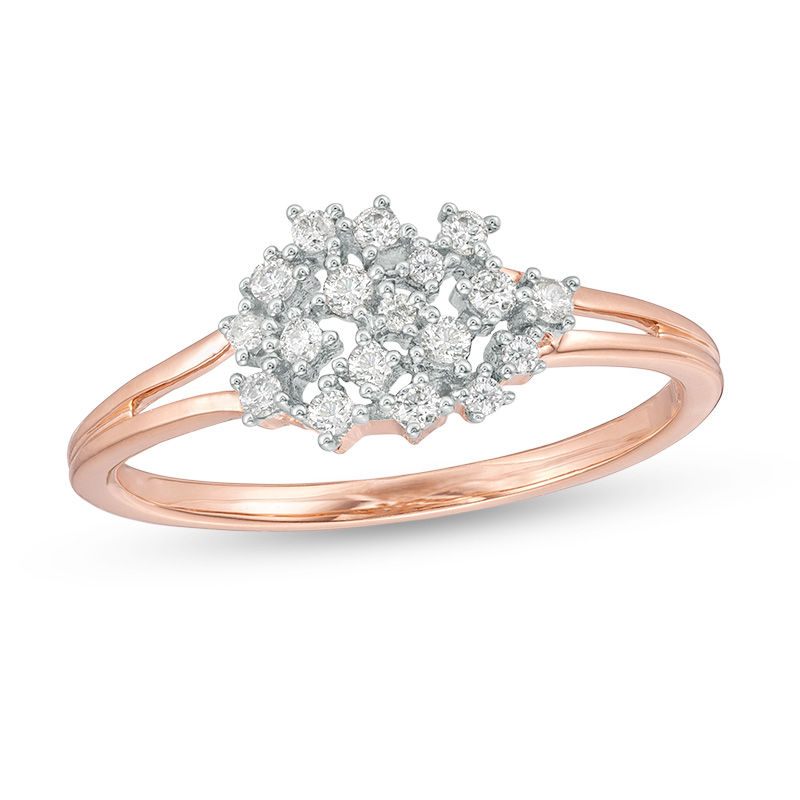 0.18 CT. T.W. Diamond Scatter Ring in 10K Rose Gold