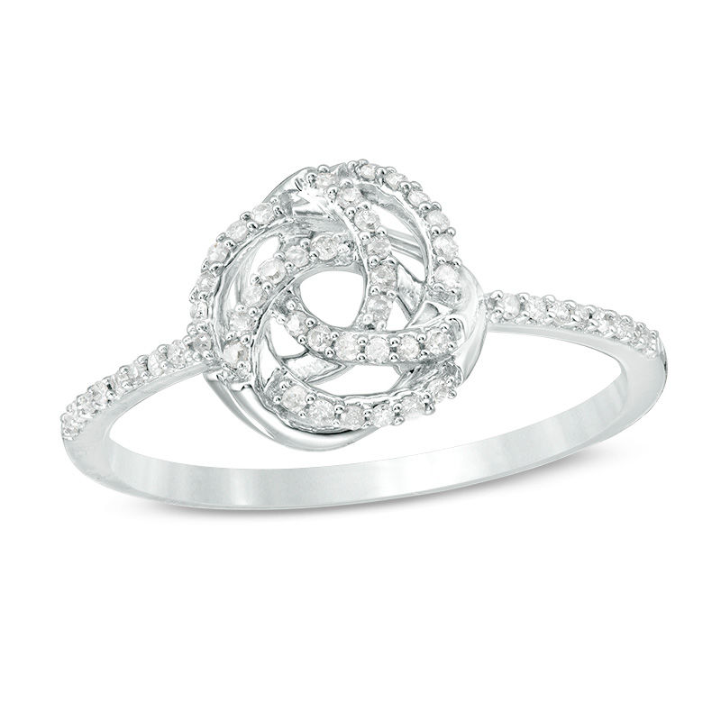 0.145 CT. T.W. Diamond Love Knot Ring in 10K White Gold|Peoples Jewellers