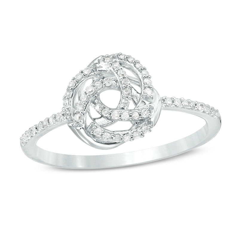 0.145 CT. T.W. Diamond Love Knot Ring in 10K White Gold Peoples Jewellers