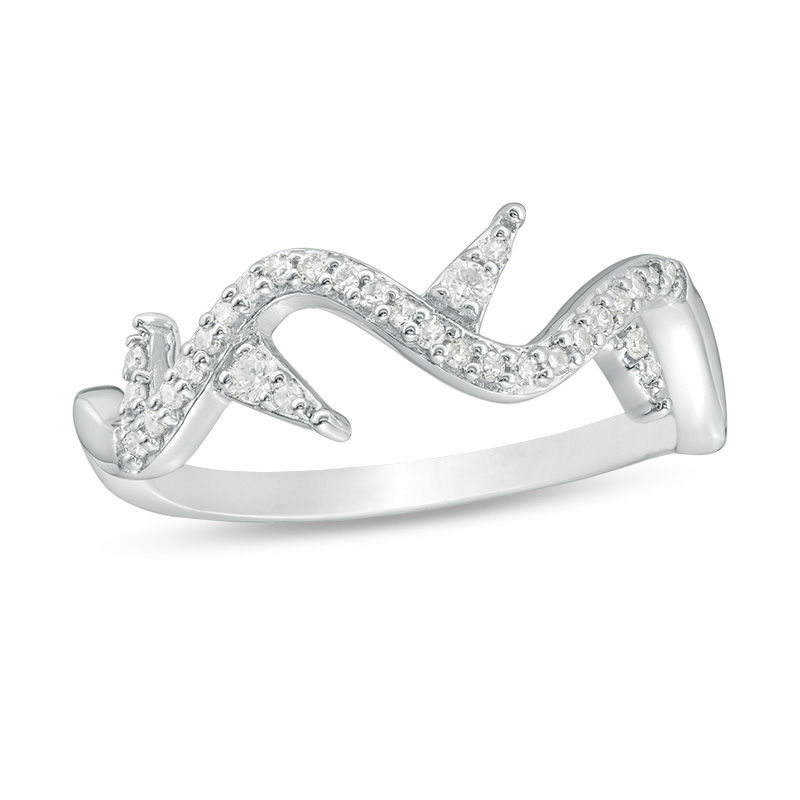 Main Image 1 of 0.15 CT. T.W. Diamond Thorn Ring in Sterling Silver