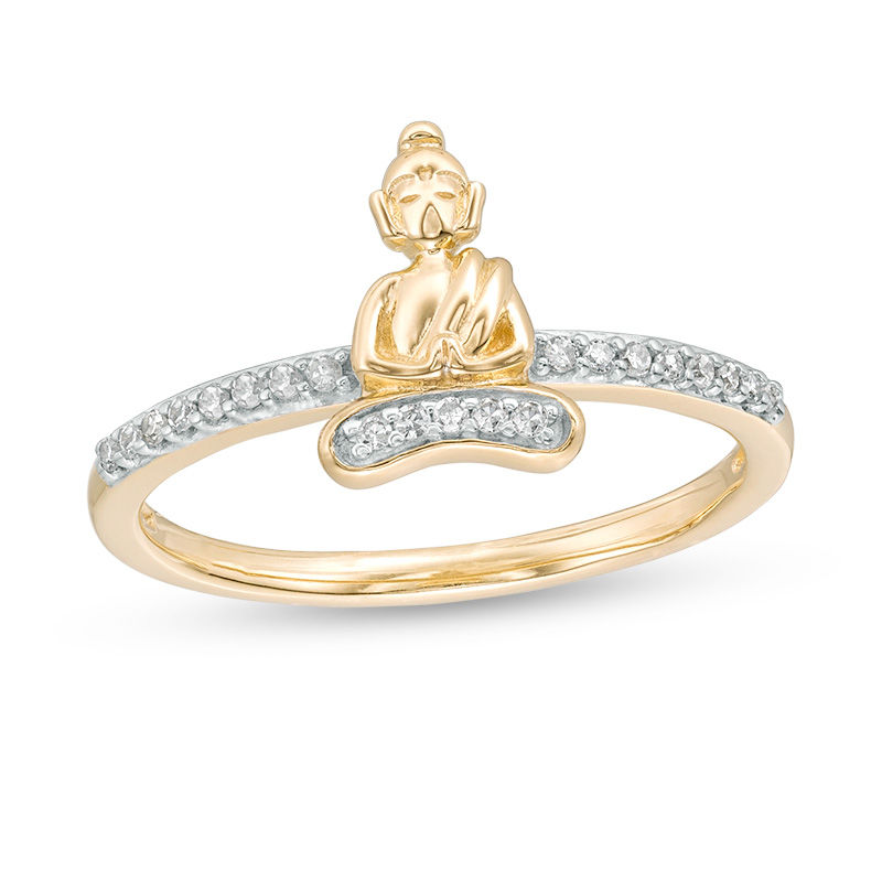 0.09 CT. T.W. Diamond Buddha Ring in 10K Gold