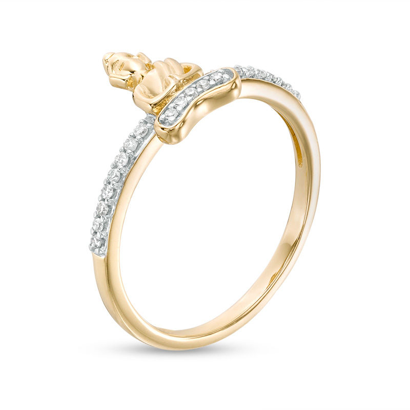 Main Image 3 of 0.09 CT. T.W. Diamond Buddha Ring in 10K Gold