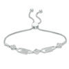Thumbnail Image 1 of Diamond Accent Paper Clip and Clover Bolo Bracelet in Sterling Silver - 9.5&quot;