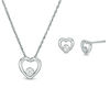 Thumbnail Image 0 of Diamond Accent Solitaire Heart Pendant and Stud Earrings Set in Sterling Silver