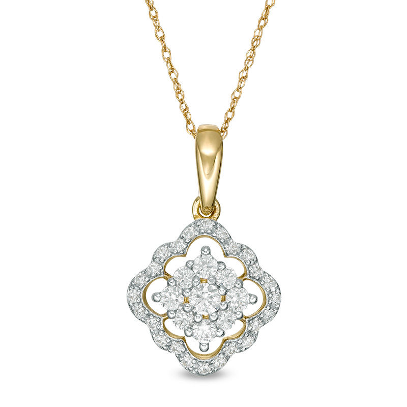 0.50 CT. T.W. Diamond Scallop Frame Pendant in 10K Gold