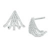 Thumbnail Image 0 of 0.25 CT. T.W. Diamond Fan J-Hoop Earrings in 10K White Gold