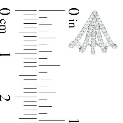 0.25 CT. T.W. Diamond Fan J-Hoop Earrings in 10K White Gold