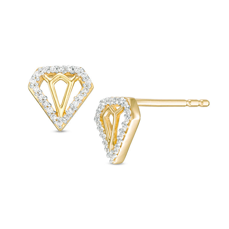 Main Image 1 of 0.07 CT. T.W. Diamond Geometric Diamond-Shaped Stud Earrings in 10K Gold