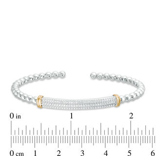 0.25 CT. T.W. Diamond Double Row Collar and Beaded Flex Bangle in Sterling Silver with 10K Gold