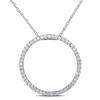 Thumbnail Image 1 of 0.24 CT. T.W. Diamond Open Circle Pendant in 10K White Gold - 17"