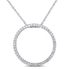 Thumbnail Image 0 of 0.24 CT. T.W. Diamond Open Circle Pendant in 10K White Gold - 17"