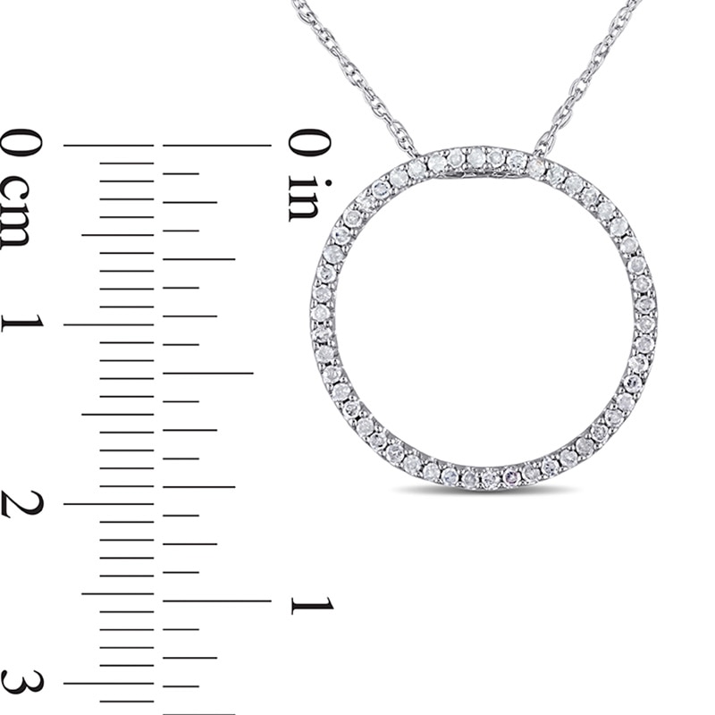 0.24 CT. T.W. Diamond Open Circle Pendant in 10K White Gold - 17"