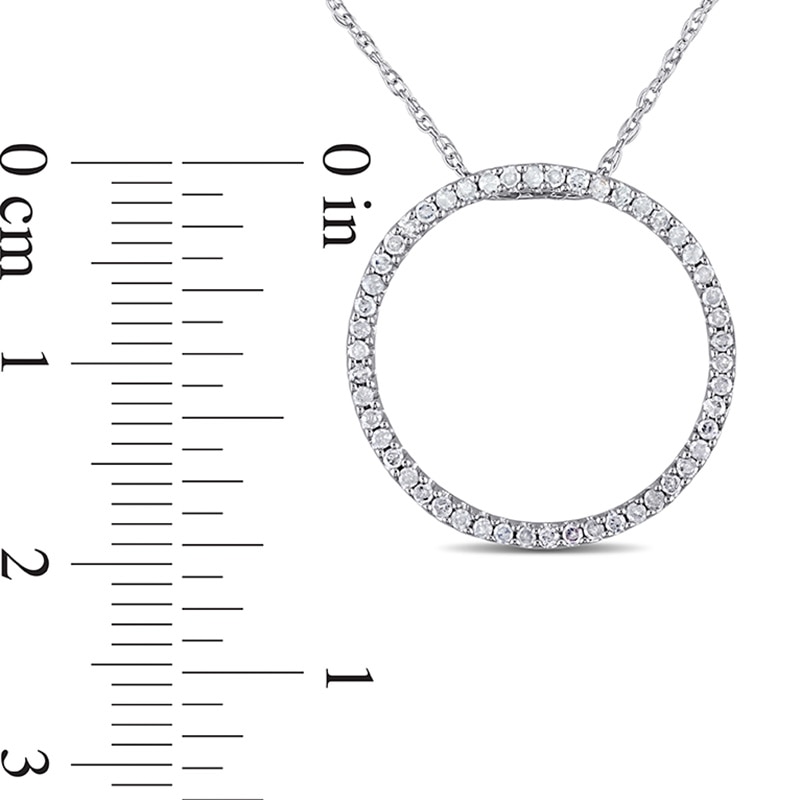 Main Image 3 of 0.24 CT. T.W. Diamond Open Circle Pendant in 10K White Gold - 17"