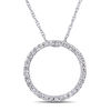Thumbnail Image 1 of 0.12 CT. T.W. Diamond Open Circle Pendant in 10K White Gold - 17"