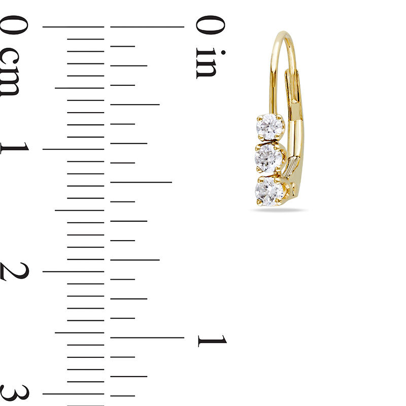 Main Image 3 of 0.24 CT. T.W. Diamond Three Stone Drop Earrings in 14K Gold