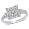 Thumbnail Image 0 of 0.146 CT. T.W. Diamond Square Heart-Sides Vintage-Style Ring in 10K White Gold