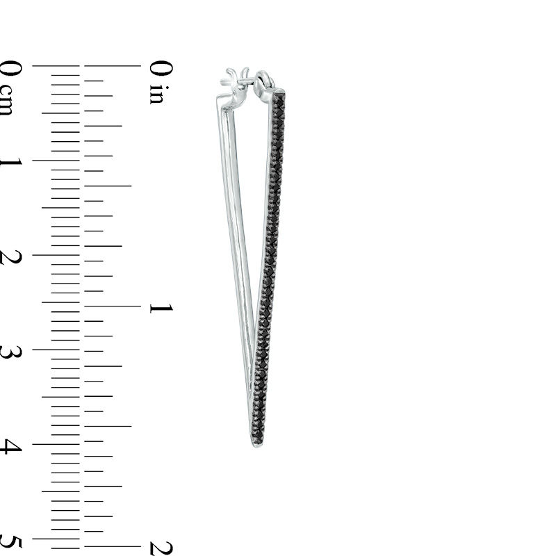 0.29 CT. T.W. Black Diamond Triangle Hoop Earrings in Sterling Silver