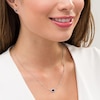Thumbnail Image 2 of Sideways Pear-Shaped Blue and White Lab-Created Sapphire Frame Bead Station Necklace and Earrings Set in Sterling Silver