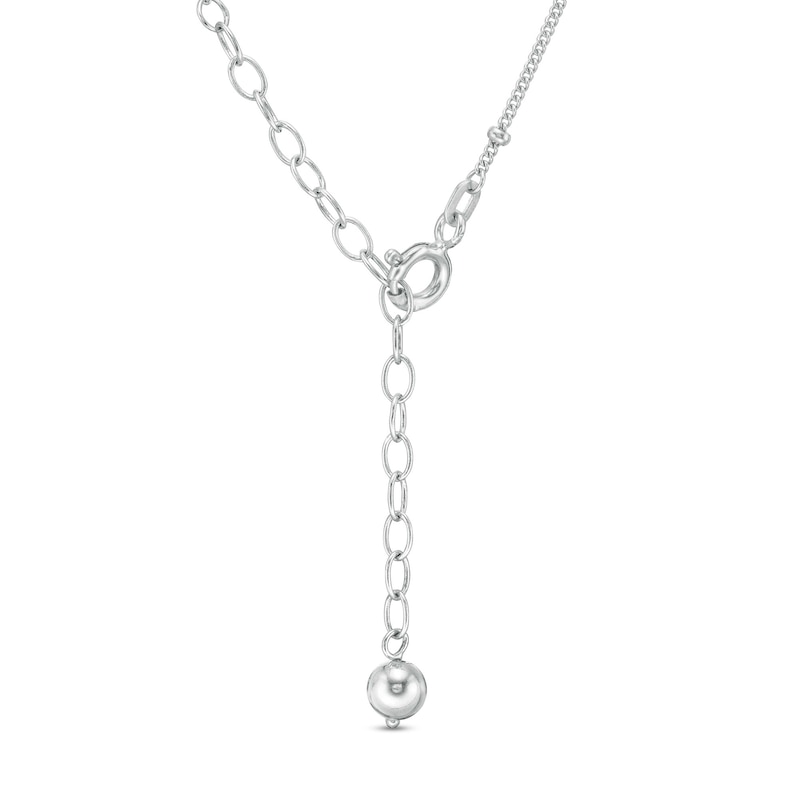 Main Image 3 of Sideways Pear-Shaped Blue and White Lab-Created Sapphire Frame Bead Station Necklace and Earrings Set in Sterling Silver