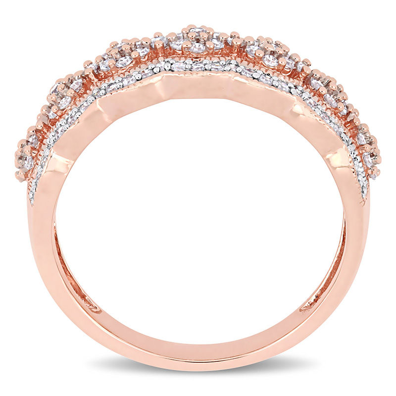 0.49 CT. T.W. Composite Diamond Scallop Vintage-Style Ring in 10K Rose Gold