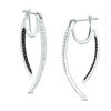 Thumbnail Image 0 of 0.45 CT. T.W. Enhanced Black and White Diamond Tapered Curve Front/Back Earrings in Sterling Silver