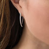 Thumbnail Image 1 of 0.45 CT. T.W. Enhanced Black and White Diamond Tapered Curve Front/Back Earrings in Sterling Silver