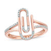 Thumbnail Image 0 of Diamond Accent Paper Clip Ring in Sterling Silver with 14K Rose Gold Plate