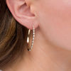 Thumbnail Image 2 of 0.37 CT. T.W. Diamond Alternating Geometric Hoop Earrings in 10K Gold