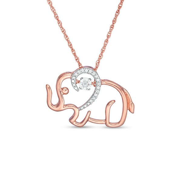 Unstoppable Love™ 0.065 CT. T.W. Diamond Elephant Outline Pendant in Sterling Silver with 14K Rose Gold Plate