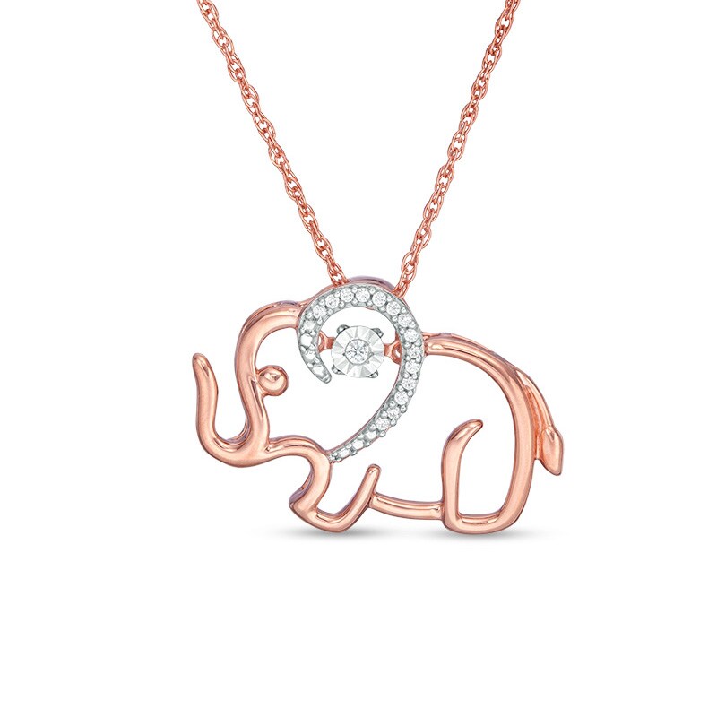 Main Image 1 of Unstoppable Love™ 0.065 CT. T.W. Diamond Elephant Outline Pendant in Sterling Silver with 14K Rose Gold Plate