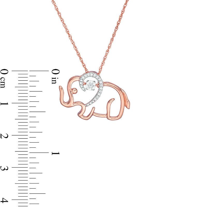 Main Image 3 of Unstoppable Love™ 0.065 CT. T.W. Diamond Elephant Outline Pendant in Sterling Silver with 14K Rose Gold Plate