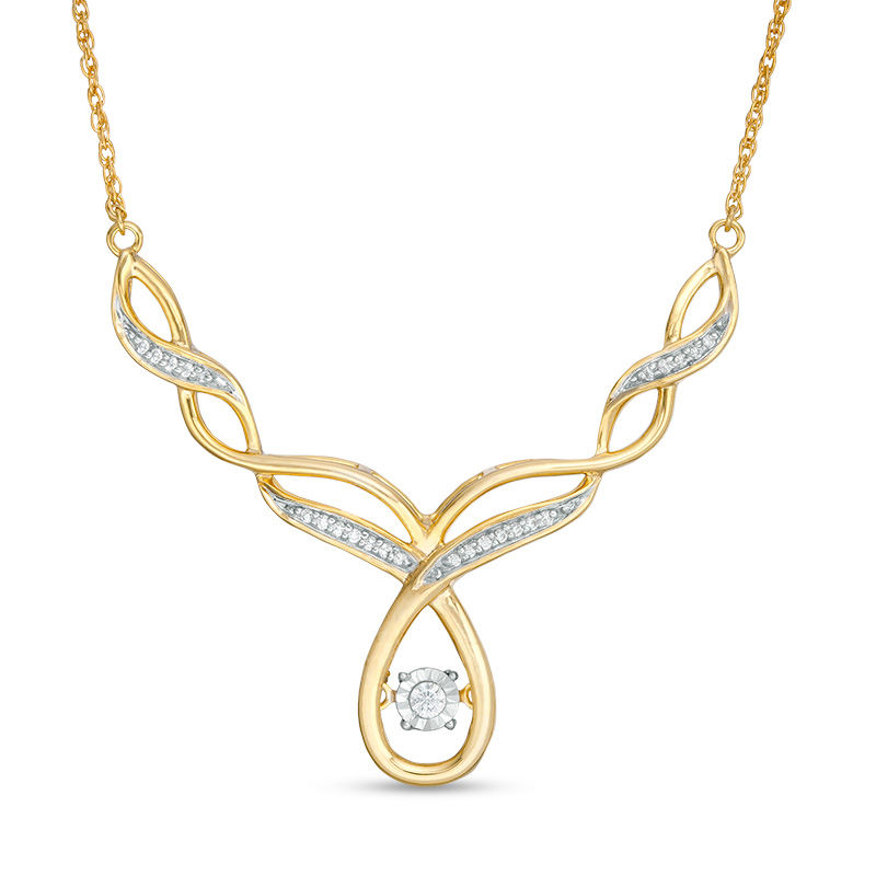Unstoppable Love™ 0.146 CT. T.W. Diamond Twist Necklace in 10K Gold - 16.5"|Peoples Jewellers
