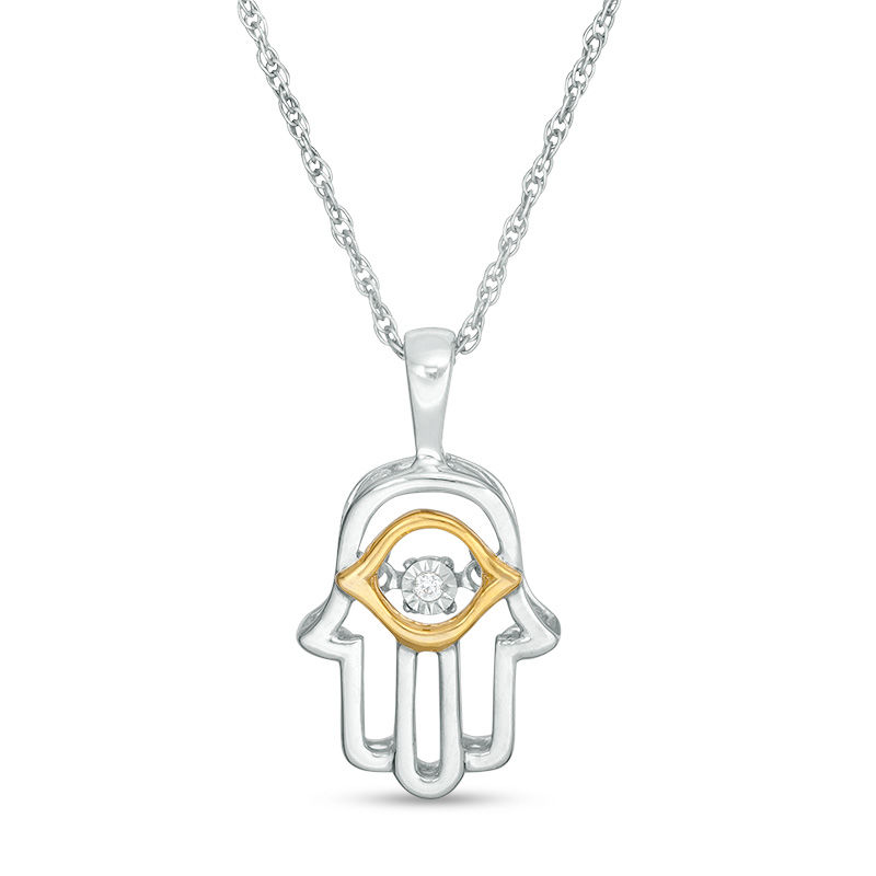 Unstoppable Love™ Diamond Accent Hamsa Pendant in Sterling Silver and 10K Gold