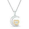 Thumbnail Image 0 of Unstoppable Love™ Diamond Accent Crescent Moon with Heart Pendant in Sterling Silver and 10K Gold