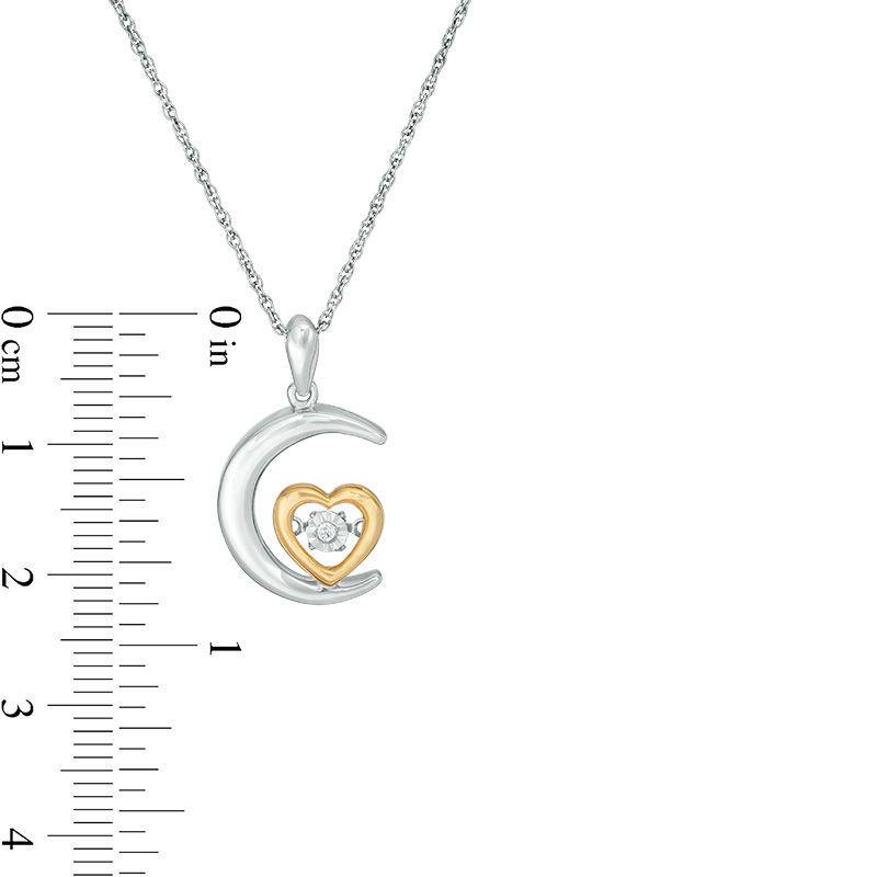 Unstoppable Love™ Diamond Accent Crescent Moon with Heart Pendant in Sterling Silver and 10K Gold
