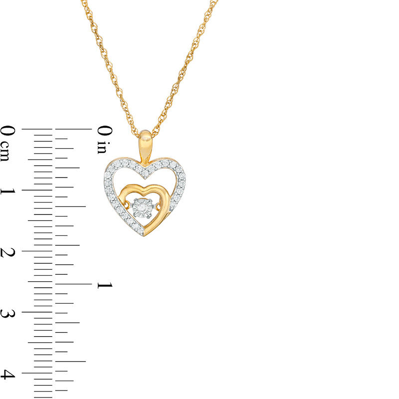Unstoppable Love™ 0.18 CT. T.W. Diamond Double Heart Outline Pendant in 10K Gold
