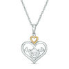 Thumbnail Image 0 of Unstoppable Love™ Diamond Accent Double Heart "MOM" Pendant in Sterling Silver and 10K Gold