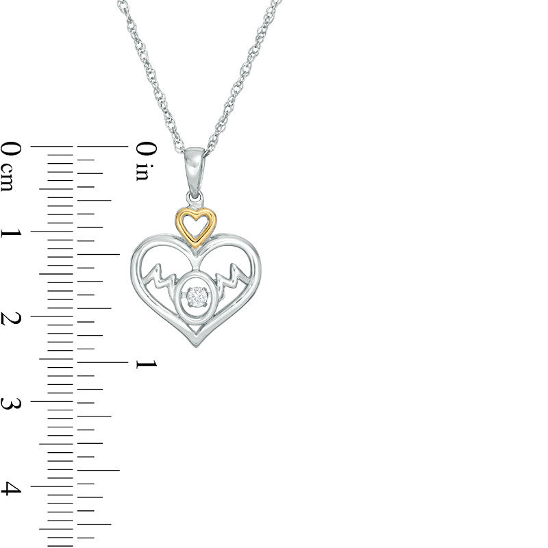 Unstoppable Love™ Diamond Accent Double Heart "MOM" Pendant in Sterling Silver and 10K Gold