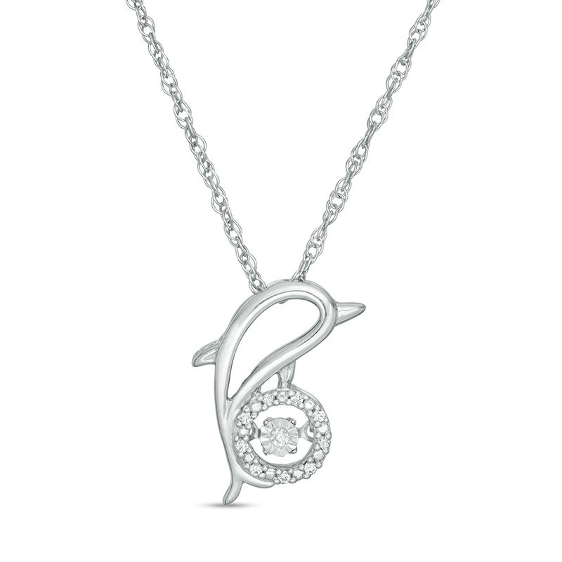 Unstoppable Love™ 0.04 CT. T.W. Diamond Dolphin Outline Pendant in Sterling Silver