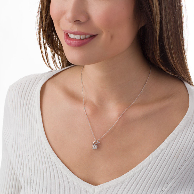 Main Image 2 of Unstoppable Love™ 0.04 CT. T.W. Diamond Dolphin Outline Pendant in Sterling Silver