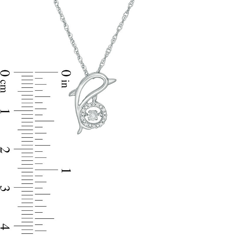 Main Image 3 of Unstoppable Love™ 0.04 CT. T.W. Diamond Dolphin Outline Pendant in Sterling Silver