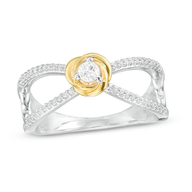 0.23 CT. T.W. Diamond Split Shank Ring in Sterling Silver and 10K Gold