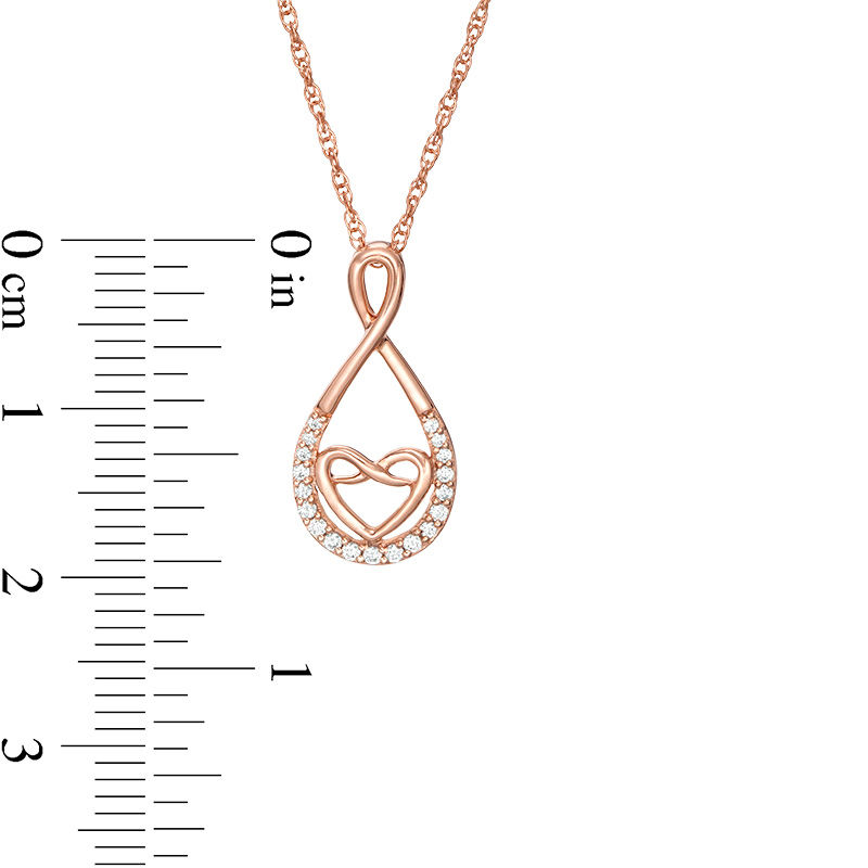 0.086 CT. T.W. Diamond Infinity Heart Pendant in 10K Rose Gold