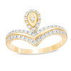 Thumbnail Image 1 of 0.15 CT. T.W. Diamond Pear-Shaped Frame Double Chevron Ring in 10K Gold