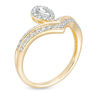 Thumbnail Image 3 of 0.15 CT. T.W. Diamond Pear-Shaped Frame Double Chevron Ring in 10K Gold