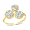 Thumbnail Image 0 of 0.30 CT. T.W. Composite Diamond Flower Trio Ring in 10K Gold