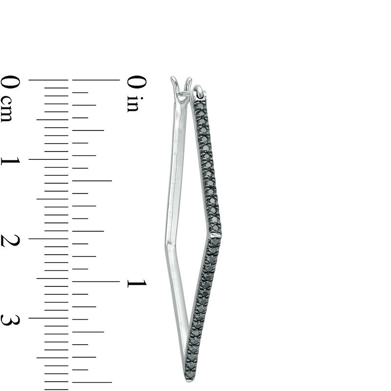 Main Image 3 of 0.45 CT. T.W. Black Diamond Kite-Shaped Hoop Earrings in Sterling Silver